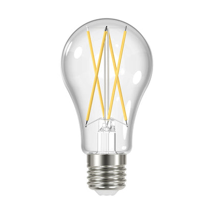 Nuvo Lighting Satco 12W LED A19 Bulb 4-Pack | Clear Glass 2700K Warm White Dimmable | Indoor & Enclosed Fixtures | 1500 Lumens 80 CRI | Model S11513