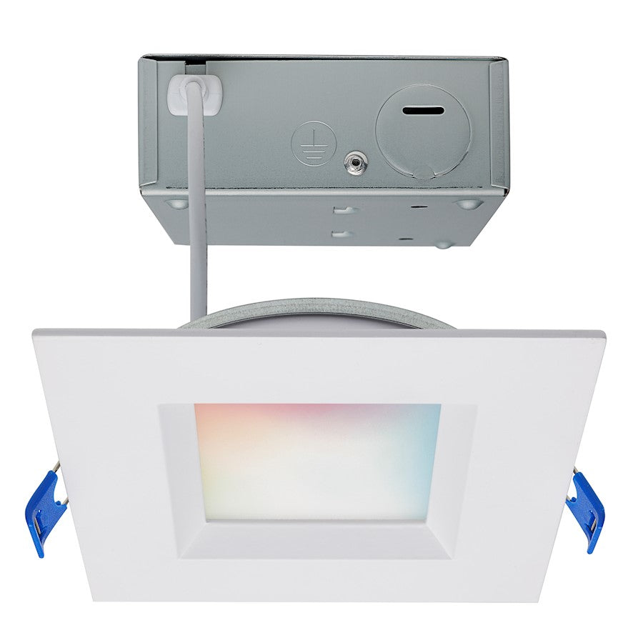 Nuvo Lighting Satco 4in Square 9W LED Smart Downlight | White Smooth Baffle | Bathroom & Covered Patio Recessed Light | 540 Lumens Tunable | Model S11565