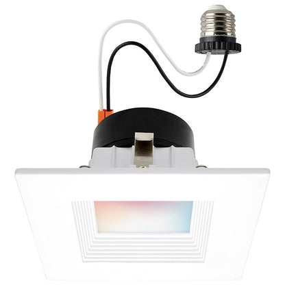 Nuvo Lighting Satco STARFISH 4in Square LED Retrofit Downlight | Smart RGB+Tunable White White Trim | Bathroom & Covered Patio Recessed | Model S11569