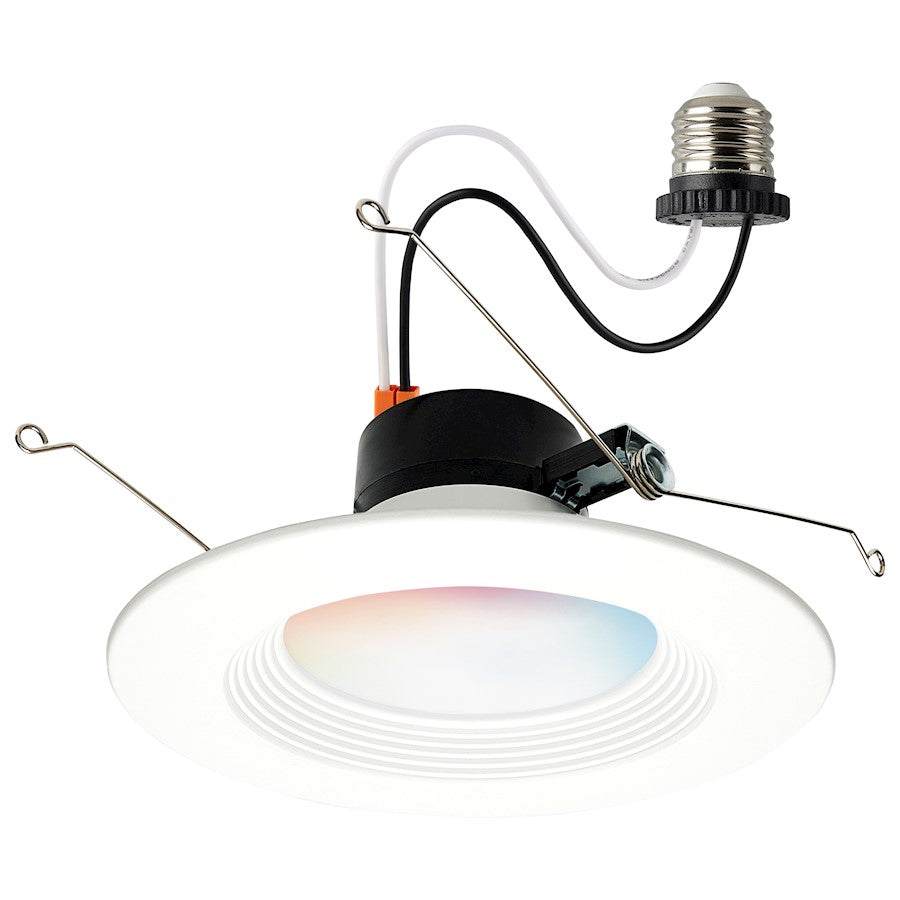 Nuvo Lighting S11570 6in Smart Retrofit Downlight | White Stepped Baffle RGB/Tunable White | Wet Location Kitchen & Bath | 850 Lumens 13W | Model S11570