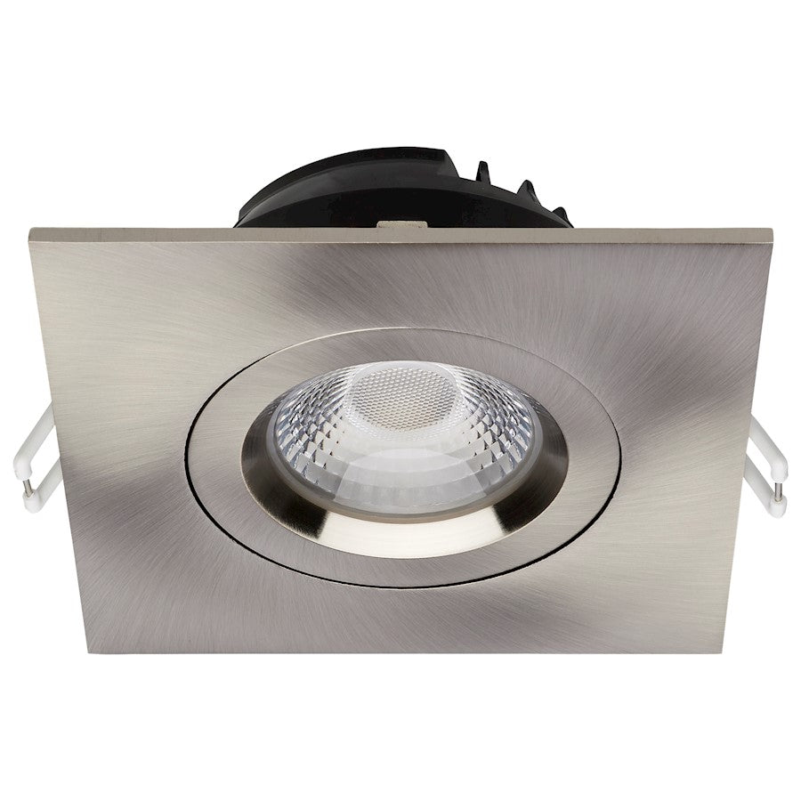 Nuvo Satco S11623R1 4in LED Recessed Downlight | Brushed Nickel Utility Gimbaled | Bathroom & Covered Patio Wet Location | 850 Lumens 12W | Model S11623R1