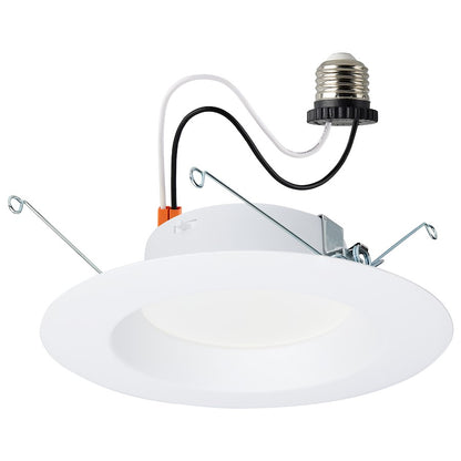 Nuvo Satco 12.5W LED High Lumen Downlight Retrofit 5-6 in | Utility White Smooth Baffle | Kitchen & Bathroom Recessed Light | 1100 Lumens | Model S11646