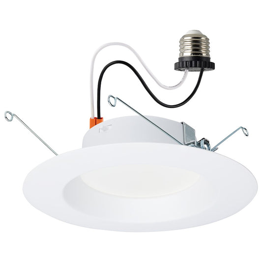 Nuvo Satco 12.5W LED High Lumen Downlight Retrofit 5-6 in | Utility White Smooth Baffle | Kitchen & Bathroom Recessed Light | 1100 Lumens | Model S11646