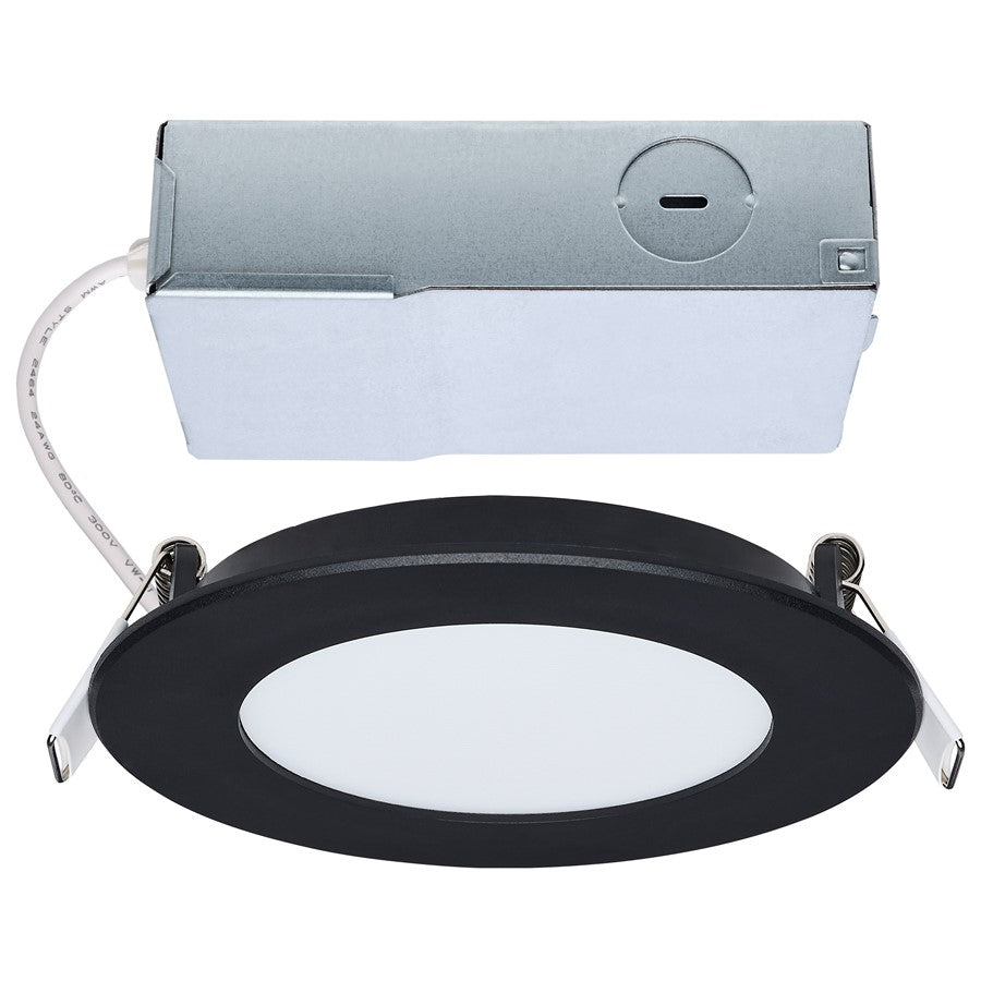 Nuvo Satco Performer Series 4in LED Downlight | Black Flat Face Wet Location | Shower & Bathroom Recessed Light | 8W 670lm 5-CCT Selectable | Model S11685