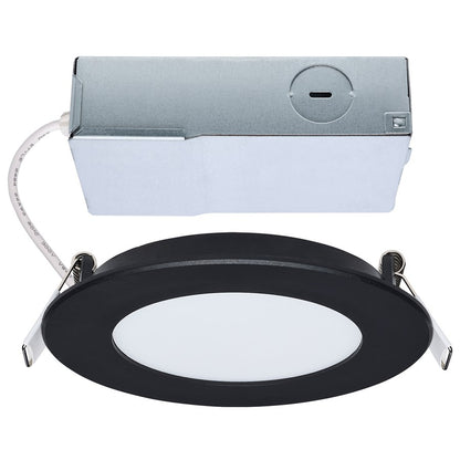 Nuvo Satco Performer Series 4in LED Downlight | Black Flat Face Wet Location | Shower & Bathroom Recessed Light | 8W 670lm 5-CCT Selectable | Model S11685