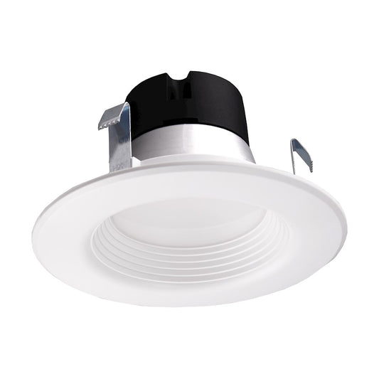 Nuvo Lighting Satco 4in 1-Light Recessed Downlight | Modern White Finish | Bathroom & Covered Patio Wet Location | 600 Lumens 3000K-5000K | Model S11800