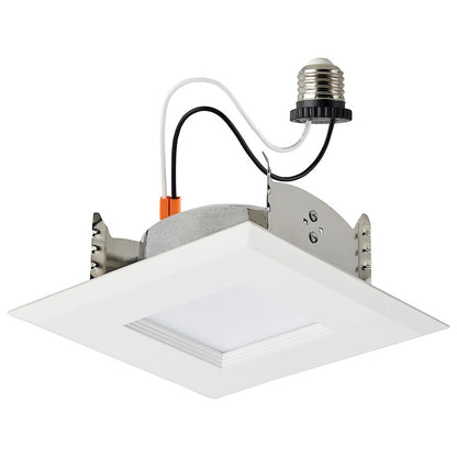 Nuvo Satco 4in LED Retrofit Downlight | Utility White Finish | Recessed Can Conversion for Kitchens & Bathrooms | 600 Lumens, 5 CCT | Model S11820R1