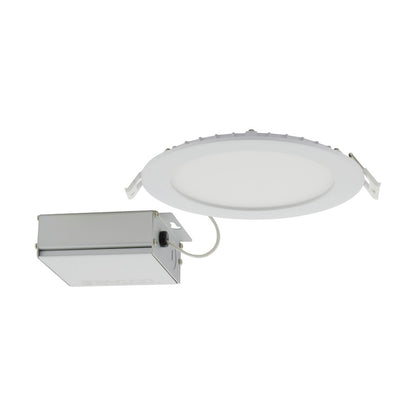 Nuvo Lighting 6in 12W LED Direct Wire Downlight | Utility White Finish | Wet Location & Shallow Ceilings | 900-980 Lumens, 2700K-5000K | Model S11827