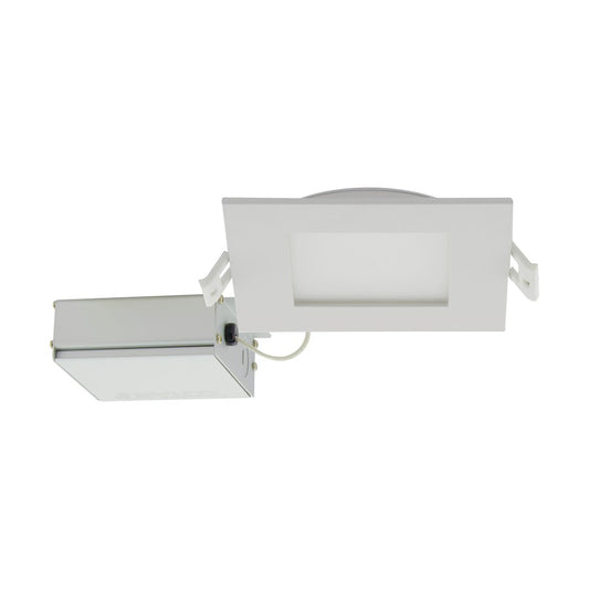 Nuvo Lighting S11829 4in LED Direct Wire Downlight | Edge Lit Square White Trim | Kitchen & Bathroom Recessed | 600-650 Lumens, 2700K-5000K | Model S11829