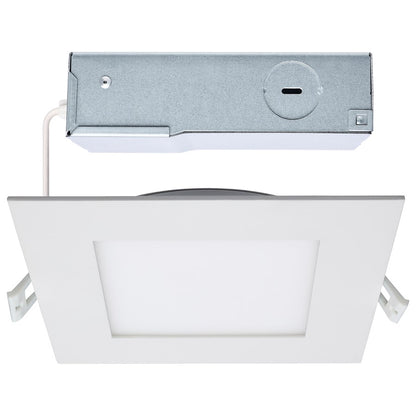 Nuvo Satco Plus Series 6in Square LED Downlight | Selectable CCT White Finish | Bathroom & Covered Patio Recessed Light | 1050 Lumens 12W | Model S11830R1