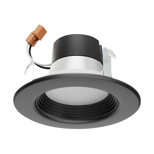Nuvo Lighting 4in 7W LED Downlight Retrofit | Utility Black Aluminum | Kitchen & Office Recessed Light | 600 Lumens, CCT Selectable | Model S11832