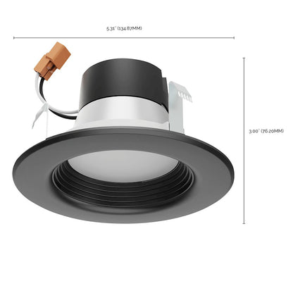 Nuvo Lighting 4in 7W LED Downlight Retrofit | Utility Black Aluminum | Kitchen & Office Recessed Light | 600 Lumens, CCT Selectable | Model S11832