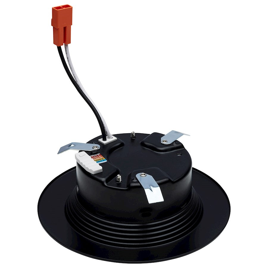 Nuvo Satco 4in LED Retrofit Downlight | Contemporary Black Trim with Stepped Baffle | Kitchen & Bathroom Recessed Lighting | 600 Lumens | Model S11832R1