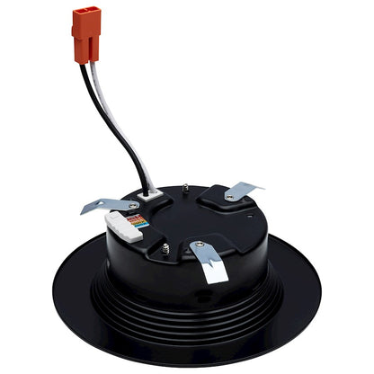 Nuvo Satco 4in LED Retrofit Downlight | Contemporary Black Trim with Stepped Baffle | Kitchen & Bathroom Recessed Lighting | 600 Lumens | Model S11832R1