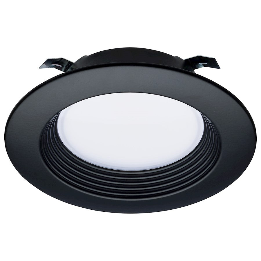 Nuvo Satco 4in LED Retrofit Downlight | Contemporary Black Trim with Stepped Baffle | Kitchen & Bathroom Recessed Lighting | 600 Lumens | Model S11832R1