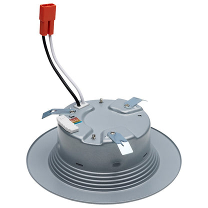 Nuvo Lighting Satco 4in LED Downlight Retrofit | Contemporary Brushed Nickel Trim | Kitchen & Bathroom Wet Location | 600lm CCT | Model S11833R1