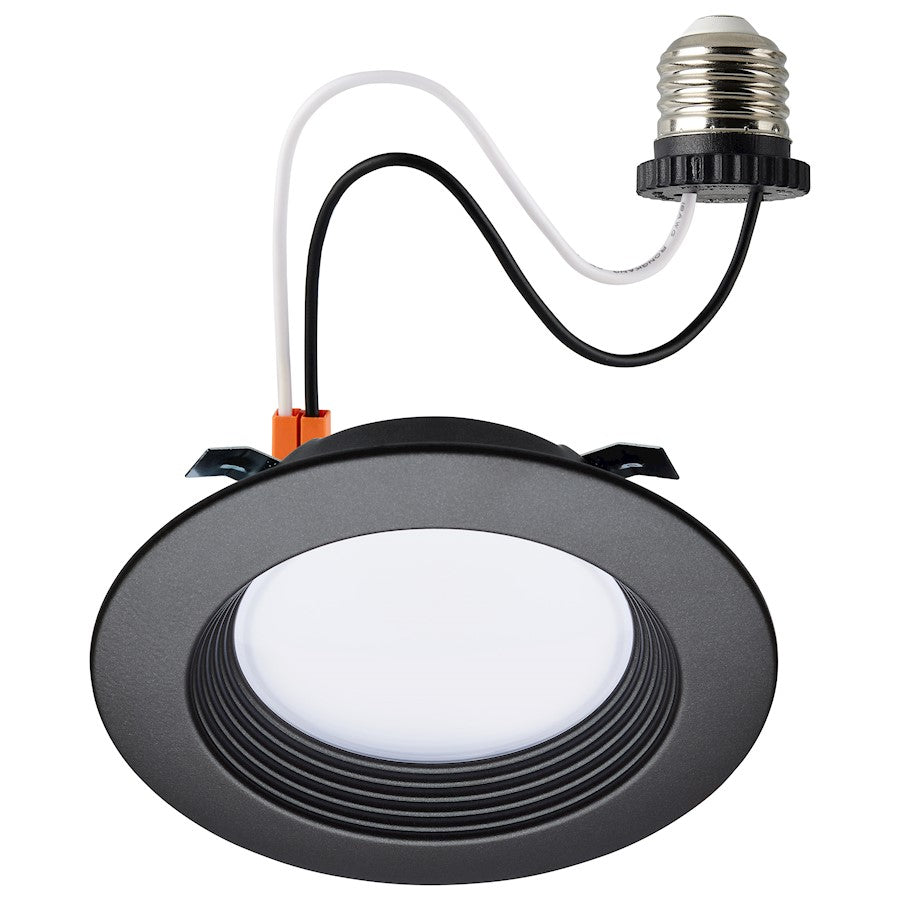 Nuvo Lighting Satco 4in LED Retrofit Downlight | Contemporary Bronze Trim with Stepped Baffle | Bathroom & Covered Patio Recessed Light | Model S11834R1