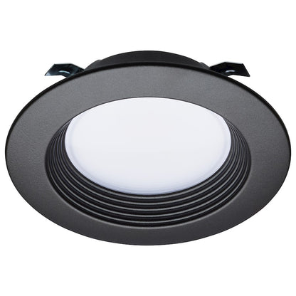 Nuvo Lighting Satco 4in LED Retrofit Downlight | Contemporary Bronze Trim with Stepped Baffle | Bathroom & Covered Patio Recessed Light | Model S11834R1