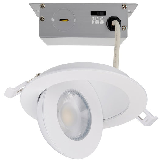 Nuvo Lighting Satco 4in 9W LED Gimbaled Downlight | White Trim Selectable CCT | Kitchen & Bathroom Recessed Light | 5 x 5 x 1 in, Dimmable | Model S11840