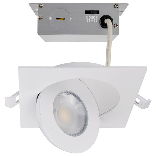Nuvo Lighting S11841 5in 1-Light Recessed Downlight | Utility White Gimbaled LED | Kitchen & Basement Accent | 5 x 5 x 1 in, Dimmable | Model S11841
