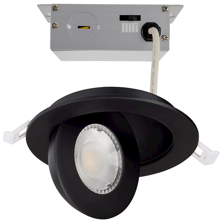Nuvo Lighting S11842 5in 1-Light Recessed Downlight | Utility Black Gimbaled LED | Kitchen & Bathroom Damp Location | 5 x 5 x 1 in, 9W | Model S11842