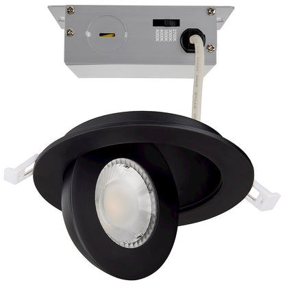 Nuvo Lighting S11842 5in 1-Light Recessed Downlight | Utility Black Gimbaled LED | Kitchen & Bathroom Damp Location | 5 x 5 x 1 in, 9W | Model S11842