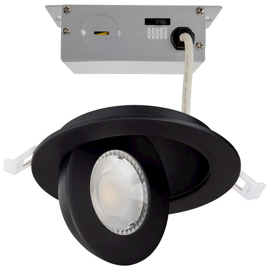 Nuvo Lighting S11842 5in 1-Light Recessed Downlight | Utility Black Gimbaled LED | Kitchen & Bathroom Damp Location | 5 x 5 x 1 in, 9W | Model S11842