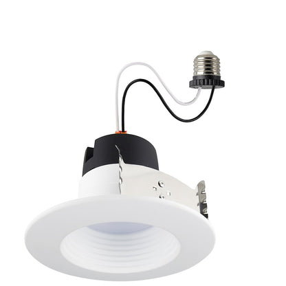 Nuvo Lighting S11844 4in 7W Deep Baffle Recessed LED Downlight | White Utility Finish with CCT Selectable | Kitchen & Bathroom Wet Location | Model S11844