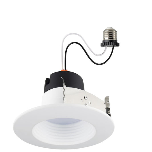 Nuvo Lighting S11844 4in 7W Deep Baffle Recessed LED Downlight | White Utility Finish with CCT Selectable | Kitchen & Bathroom Wet Location | Model S11844