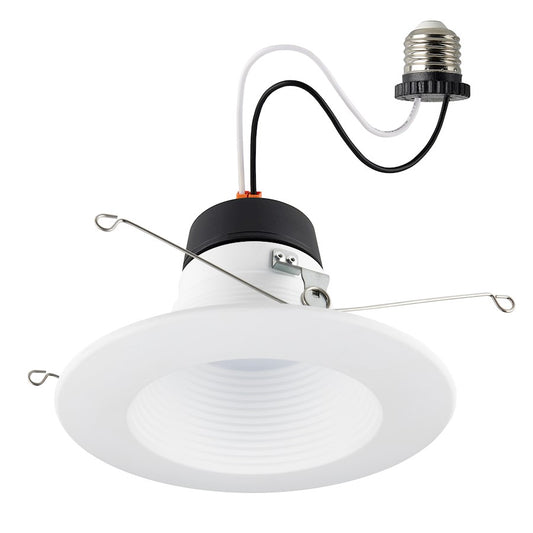 Nuvo Lighting S11845 6in Deep Baffle Recessed LED Downlight | Utility White Finish | Kitchen & Bathroom Recessed Light | 9W, 90 CRI, Wet | Model S11845
