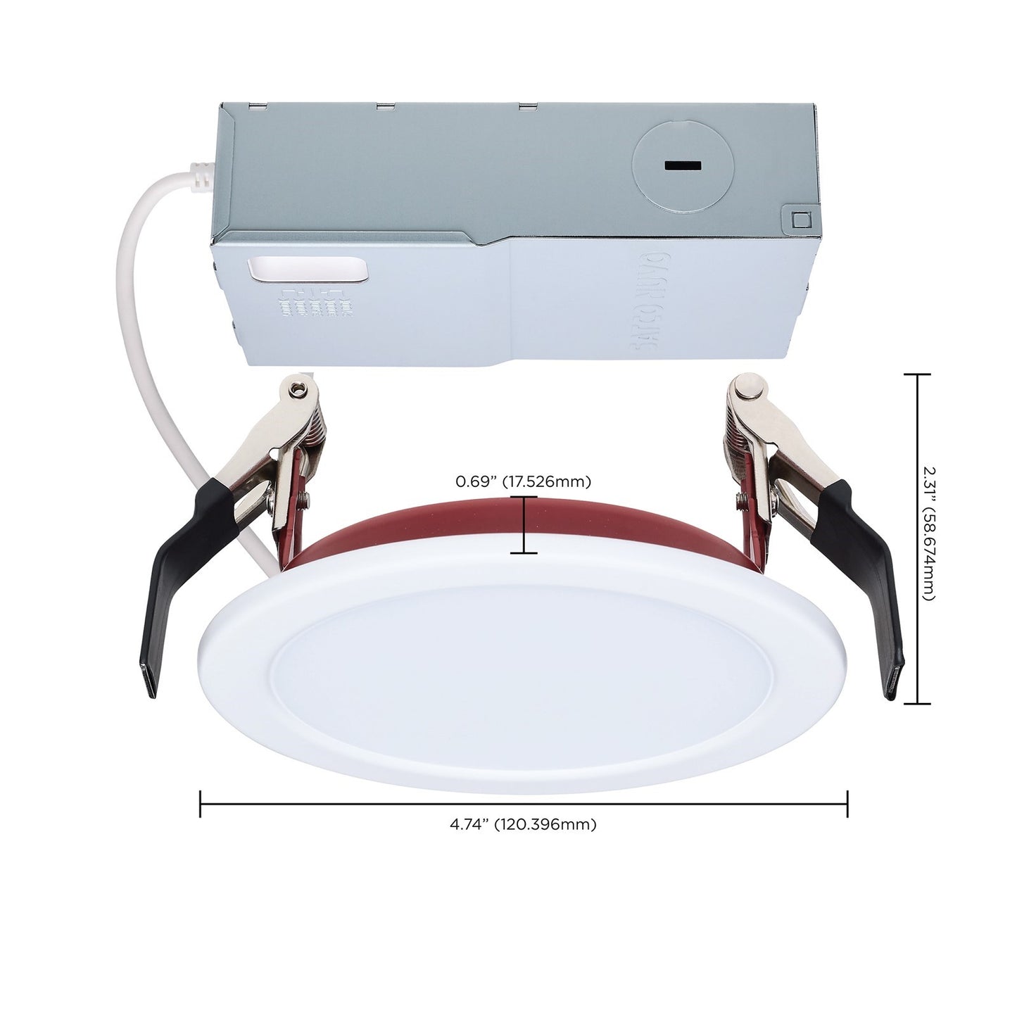 Nuvo Fire Rated 4in 10W LED Downlight | Specialty White/Red Flat Lens | Kitchens & Hallways | 820 Lumens, CCT Selectable, Dimmable | Model S11864R1