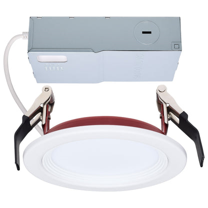 Nuvo Fire Rated 4in 10W LED Downlight | Specialty White/Red Step Baffle | Kitchens & Hallways | 820 Lumens, CCT Selectable, Dimmable | Model S11865R1