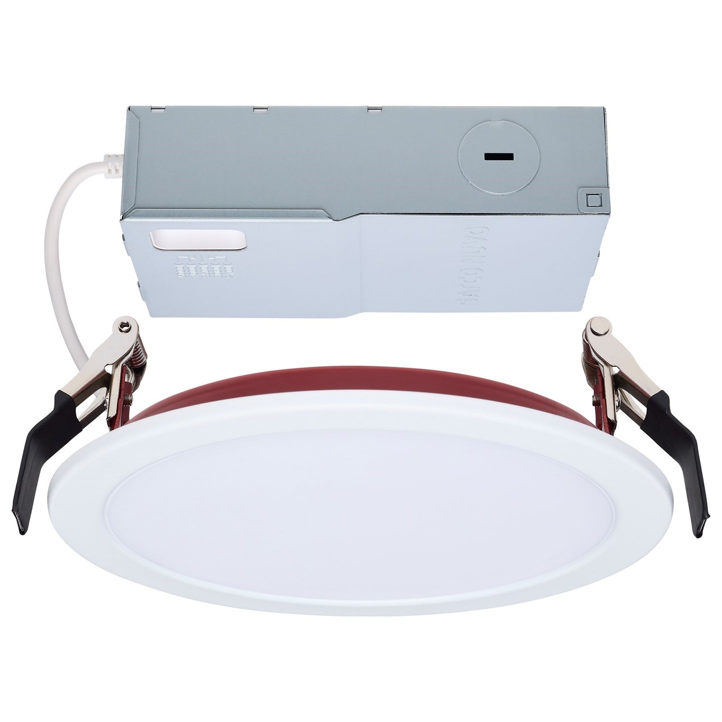 Nuvo Lighting S11866R1 6in Fire-Rated LED Downlight | Flat Lens White Finish | Kitchen & Living Room Recessed | 6.79 x 6.79 x 0.88 in | Model S11866R1
