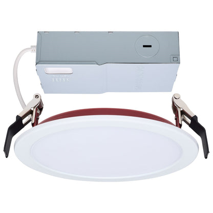 Nuvo Lighting S11866R1 6in Fire-Rated LED Downlight | Flat Lens White Finish | Kitchen & Living Room Recessed | 6.79 x 6.79 x 0.88 in | Model S11866R1
