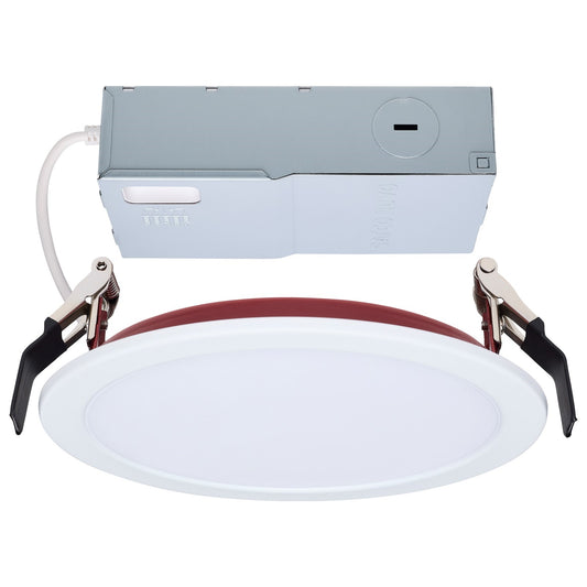 Nuvo Lighting S11866R1 6in Fire-Rated LED Downlight | Flat Lens White Finish | Kitchen & Living Room Recessed | 6.79 x 6.79 x 0.88 in | Model S11866R1
