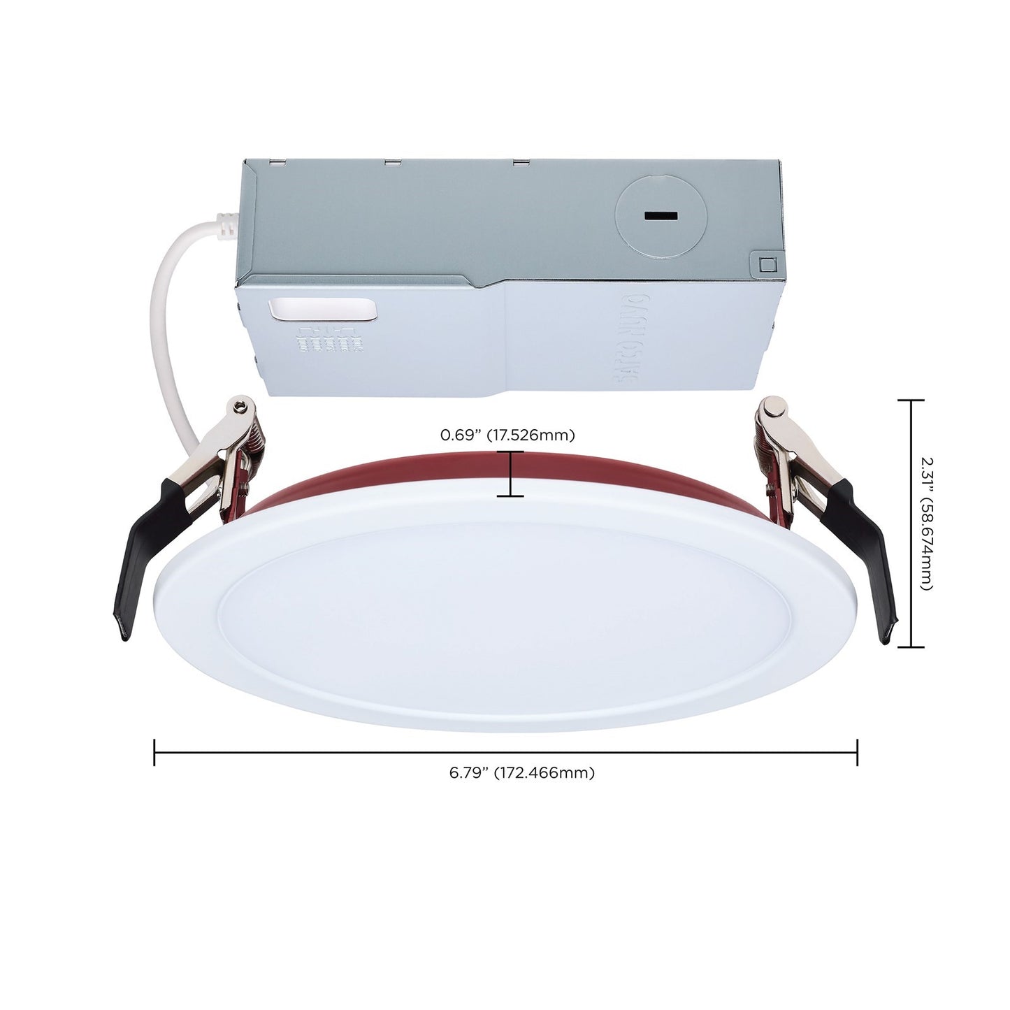Nuvo Lighting S11866R1 6in Fire-Rated LED Downlight | Flat Lens White Finish | Kitchen & Living Room Recessed | 6.79 x 6.79 x 0.88 in | Model S11866R1