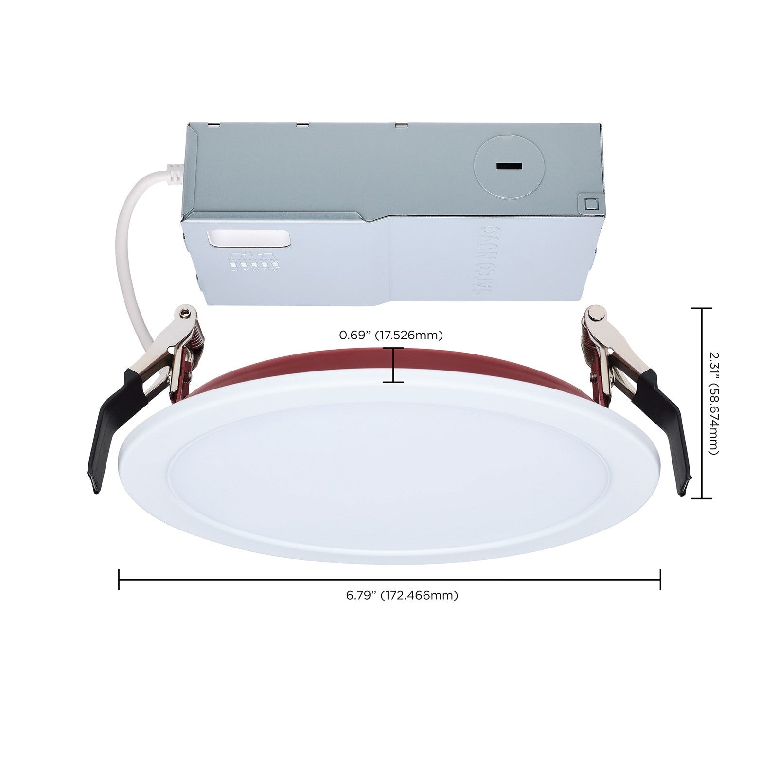 Nuvo Lighting S11866R1 6in Fire-Rated LED Downlight | Flat Lens White Finish | Kitchen & Living Room Recessed | 6.79 x 6.79 x 0.88 in | Model S11866R1