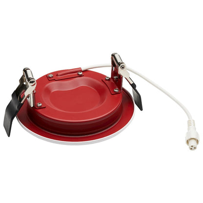 Nuvo Satco 4in LED Fire Rated Direct Wire Downlight | White/Red Specialty | Residential & Commercial Recessed Lighting | 800 Lumens 10W | Model S11868