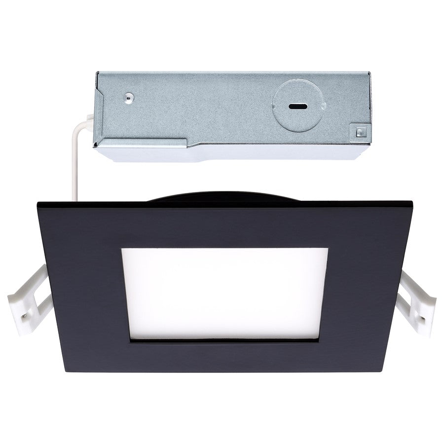 Nuvo Lighting Plus Series 4in Square LED Downlight | CCT Selectable Black Utility | Kitchen & Bathroom Recessed Light | 850 Lumens 10W | Model S11876R1