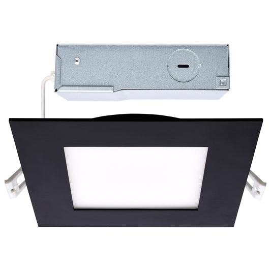 Nuvo Lighting Plus Series 6in Square LED Downlight | Selectable CCT Black Finish | Kitchen & Bathroom Recessed Light | 1050 Lumens, 12W | Model S11877R1