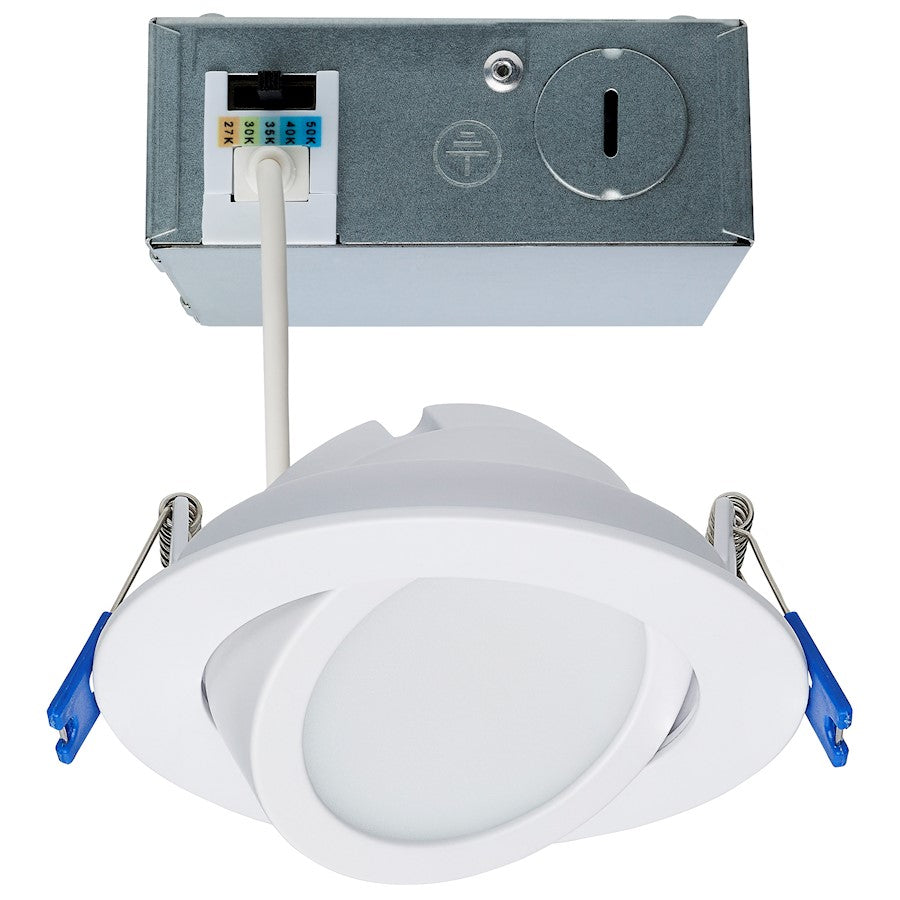 Nuvo Lighting 4in 11W Directional Downlight | Utility White | Damp-Rated Kitchen & Bathroom Recessed | 700 Lumens, 90 CRI, 5 CCT Selectable | Model S11878
