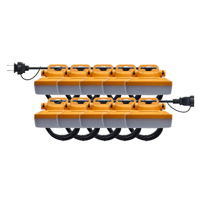 Nuvo Lighting S13169 100ft 10-Light LED String Light | Orange Utility Temporary Construction Lighting | Job Sites & Outdoor Work Areas | Model S13169