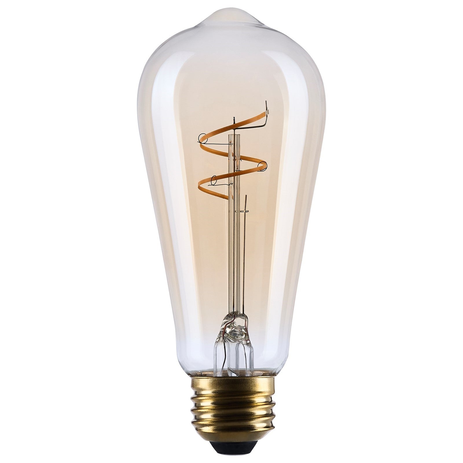 Nuvo Lighting S14206 3.5W ST19 LED Bulb | Amber Glass Spiral Filament | Restaurants & Hospitality | 300 Lumens, 2000K, Dimmable, E26 | Model S14206