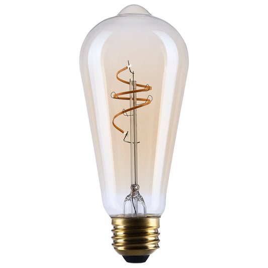 Nuvo Lighting S14207 5.5W ST19 LED Bulb | Amber Glass Spiral Filament | Restaurants & Hospitality | 500 Lumens, 2000K, Dimmable, E26 | Model S14207