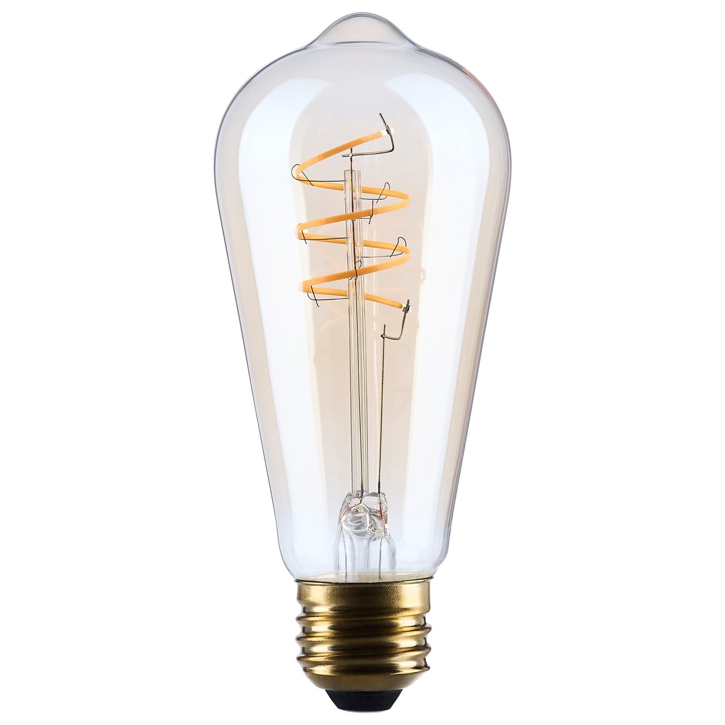 Nuvo Lighting S14208 8W ST19 LED Bulb | Amber Glass Spiral Filament | Restaurants & Hospitality | 800 Lumens, 2000K, Dimmable, E26 | Model S14208