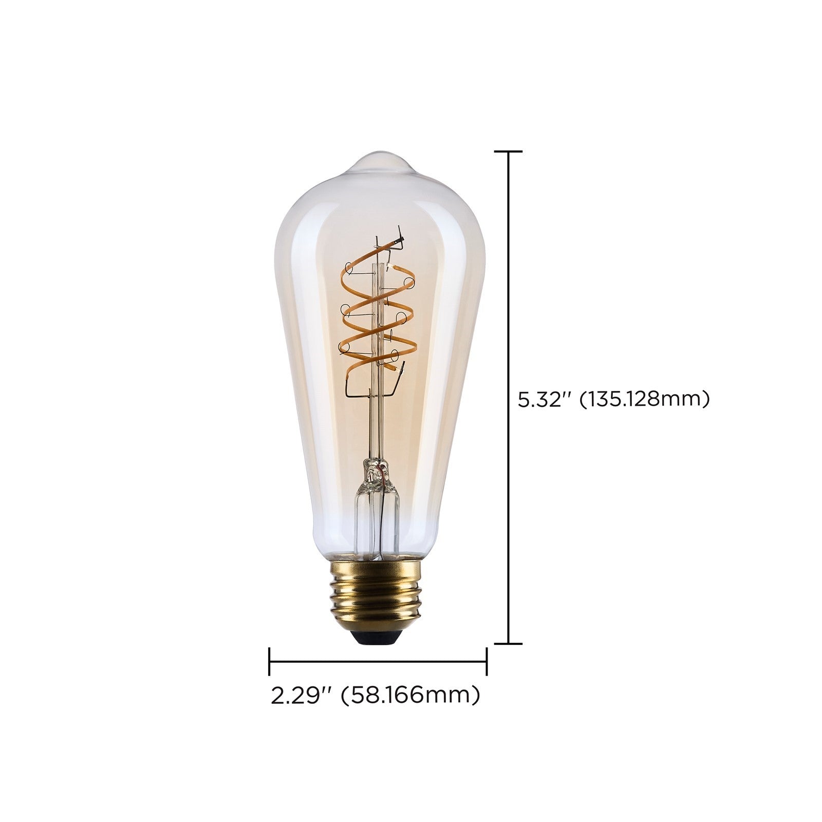 Nuvo Lighting S14208 8W ST19 LED Bulb | Amber Glass Spiral Filament | Restaurants & Hospitality | 800 Lumens, 2000K, Dimmable, E26 | Model S14208