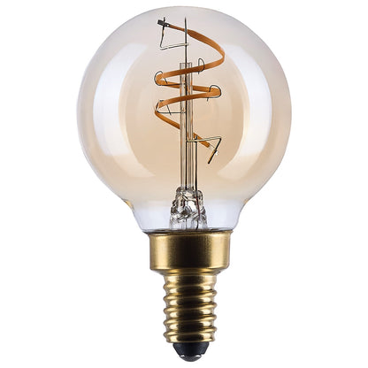 Nuvo Lighting S14209 3.5W G16.5 LED Bulb | Amber Glass Spiral Filament | Restaurants & Hospitality | 300 Lumens, 2000K, Dimmable, E12 | Model S14209
