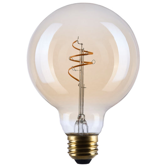 Nuvo Lighting S14213 G30 LED Bulb | Amber Glass Spiral Filament | Restaurants & Hospitality | 500 Lumens, 2000K, Dimmable | Model S14213