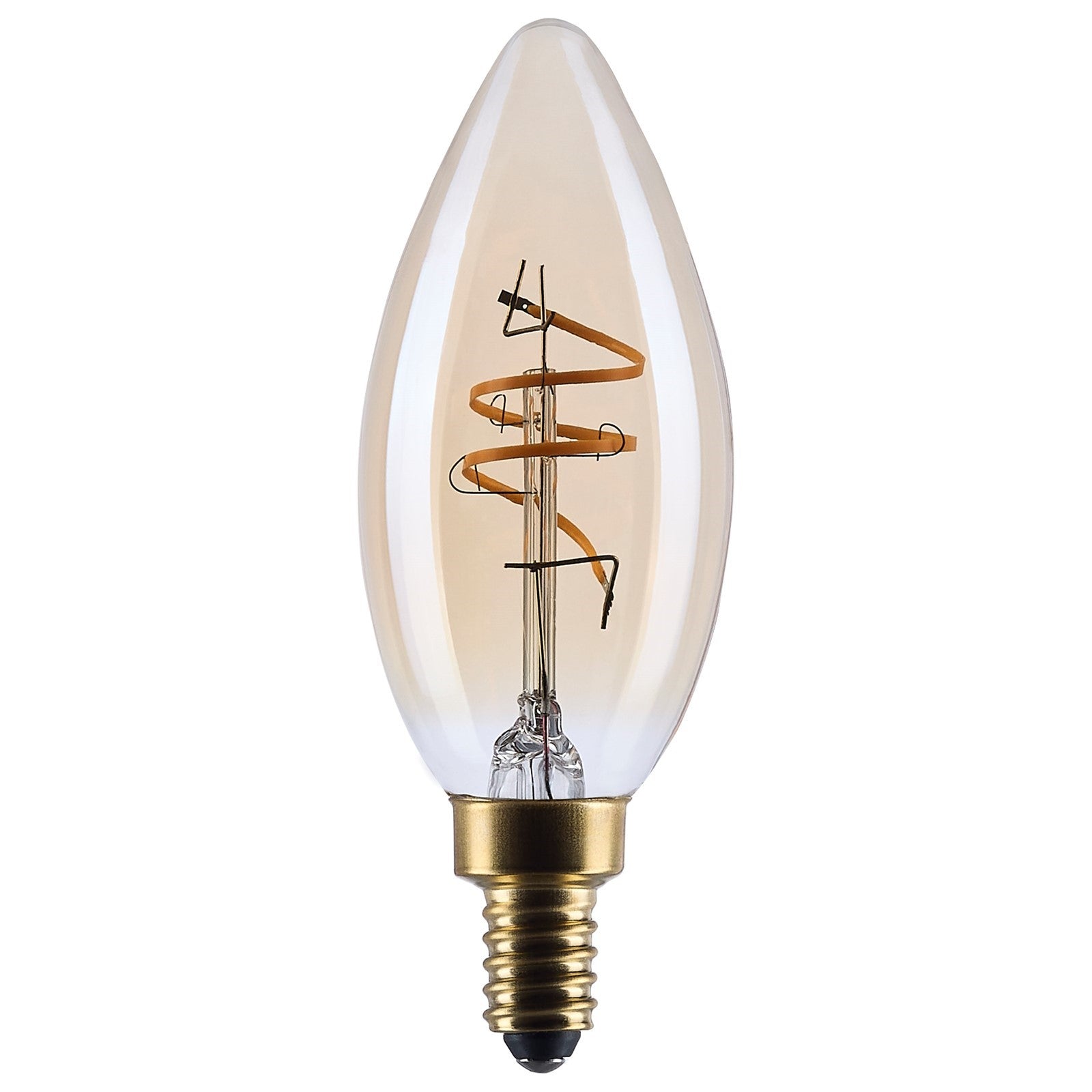 Nuvo Lighting S14218 3.5W C11 LED Bulb | Amber Glass Spiral Filament | Chandeliers & Sconces | 300 Lumens, 2000K, Dimmable | Model S14218