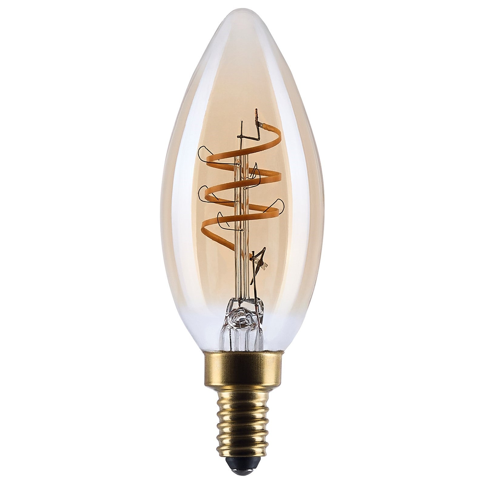Nuvo Lighting S14219 5.5W C11 LED Bulb | Amber Glass Spiral Filament | Chandeliers & Sconces | 500 Lumens, 2000K, Dimmable | Model S14219